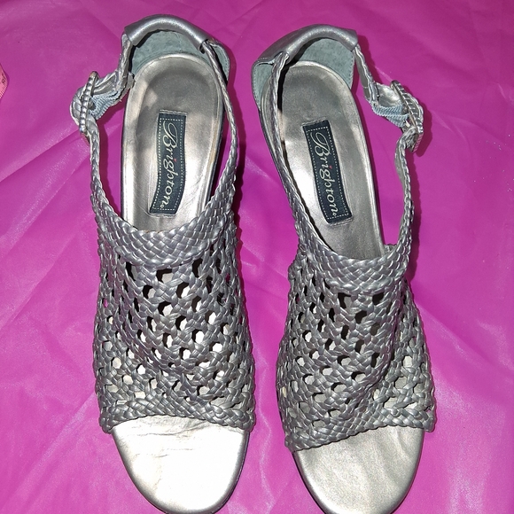 Brighton Shoes - Brighton Silver Woven Women's Sandals